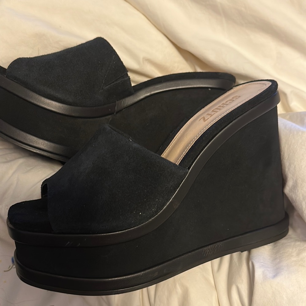 Black Schultz wedges new without box